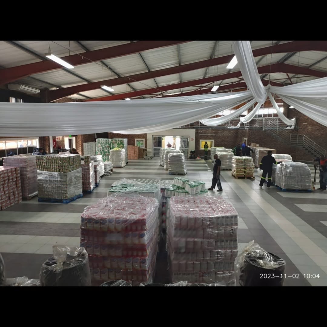 2023 Diwali hamper packing preparation underway in the decorated distribution hall